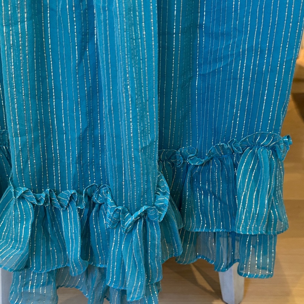 Chic Blue Ruffled Mini Dress - Picture 3 of 10